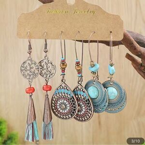 Boho Southwest Dangle Earrings Set – 3 Pairs – New with Tags